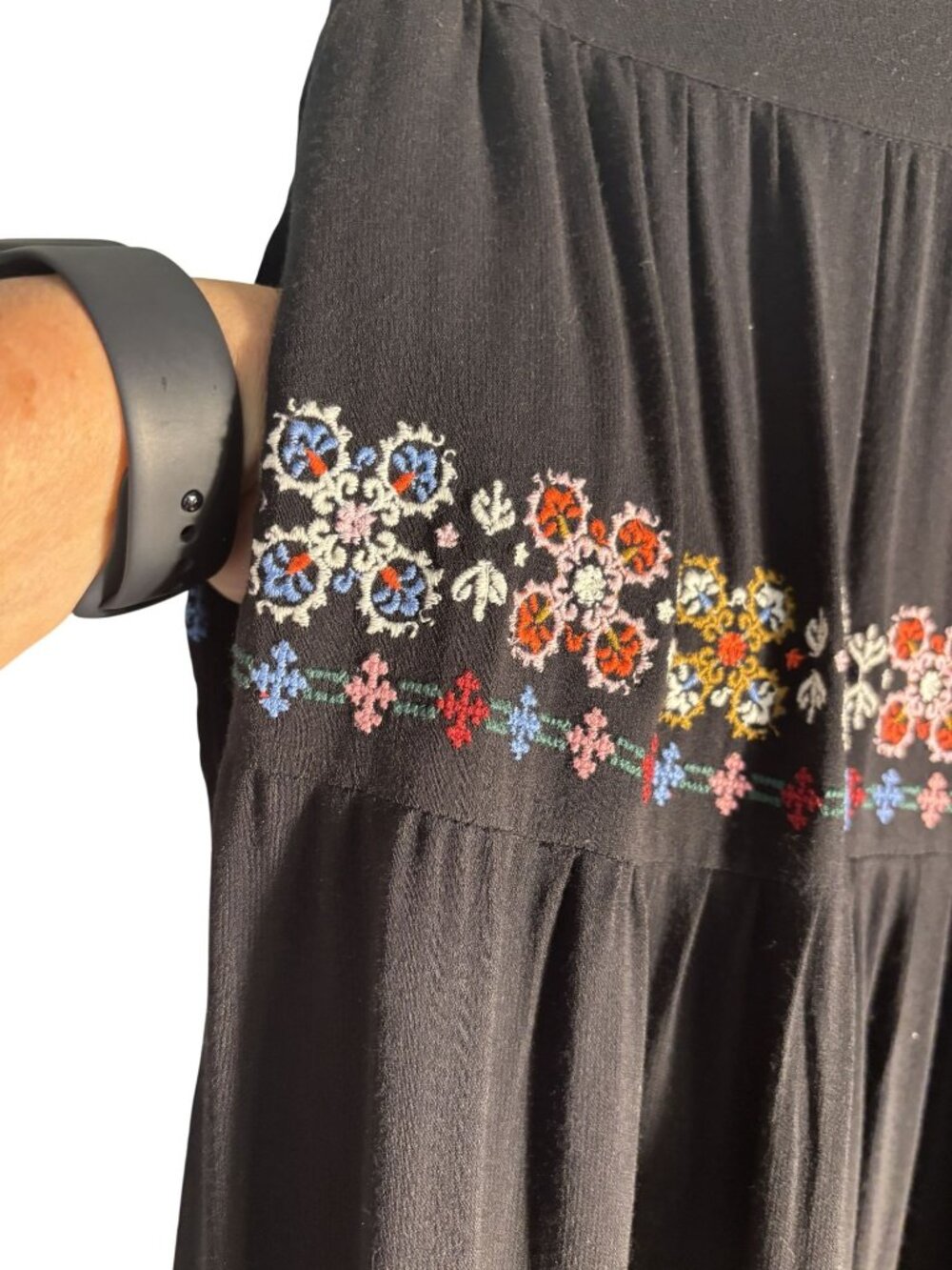 Boden Embroidered Tiered Design Viscose Cotton Polyester Blend Lined Boho Style - Picture 7 of 16